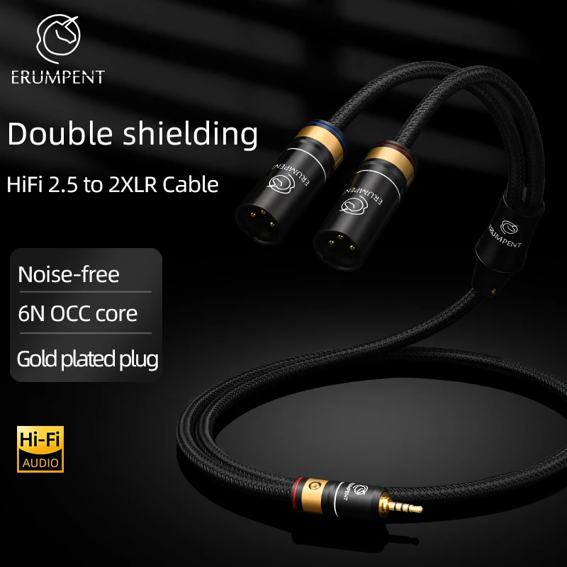 ERUMPENT HiFi Balance 2.5mm to 2XLR Audio Cable 6N OCC 2XLR Male 3 Pin Audio Cablefor Mp3 DAC AMP