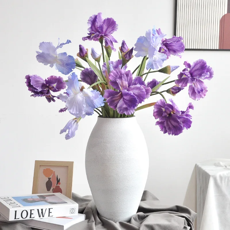 5 Stück/Set Künstliche 3-Kopf-Alice-Iris-Seidenblume, Künstliche Hochzeitsdekoration, Iris-Blumen, Party-Blumenarrangement, Heimdekoration, Blumenstrauß – Detail 1