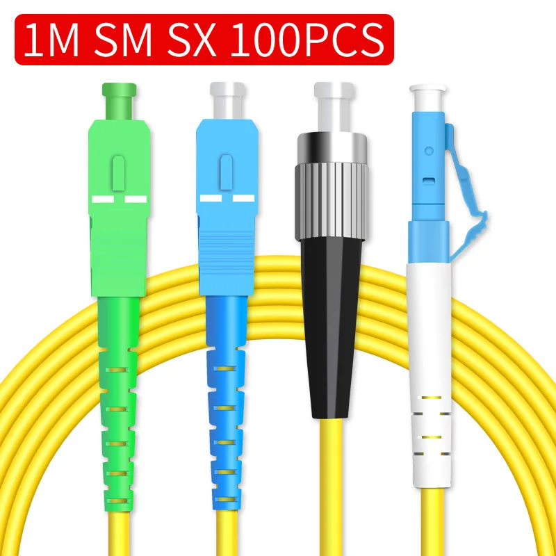 

100 PCS/LOT Optical fiber patch cord 1m 9/125 652D simplex SC/APC FC/APC LC/UPC Pigtail FTTH CATV Optic patch cord