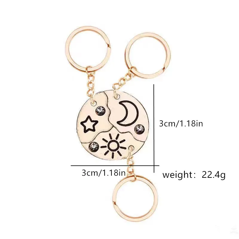 3 قطعة الشمس القمر ستار الربط المفاتيح موضة مجوهرات شخصية اكسسوارات مهرجان حفلة عيد ميلاد الصداقة الحب هدية 2025