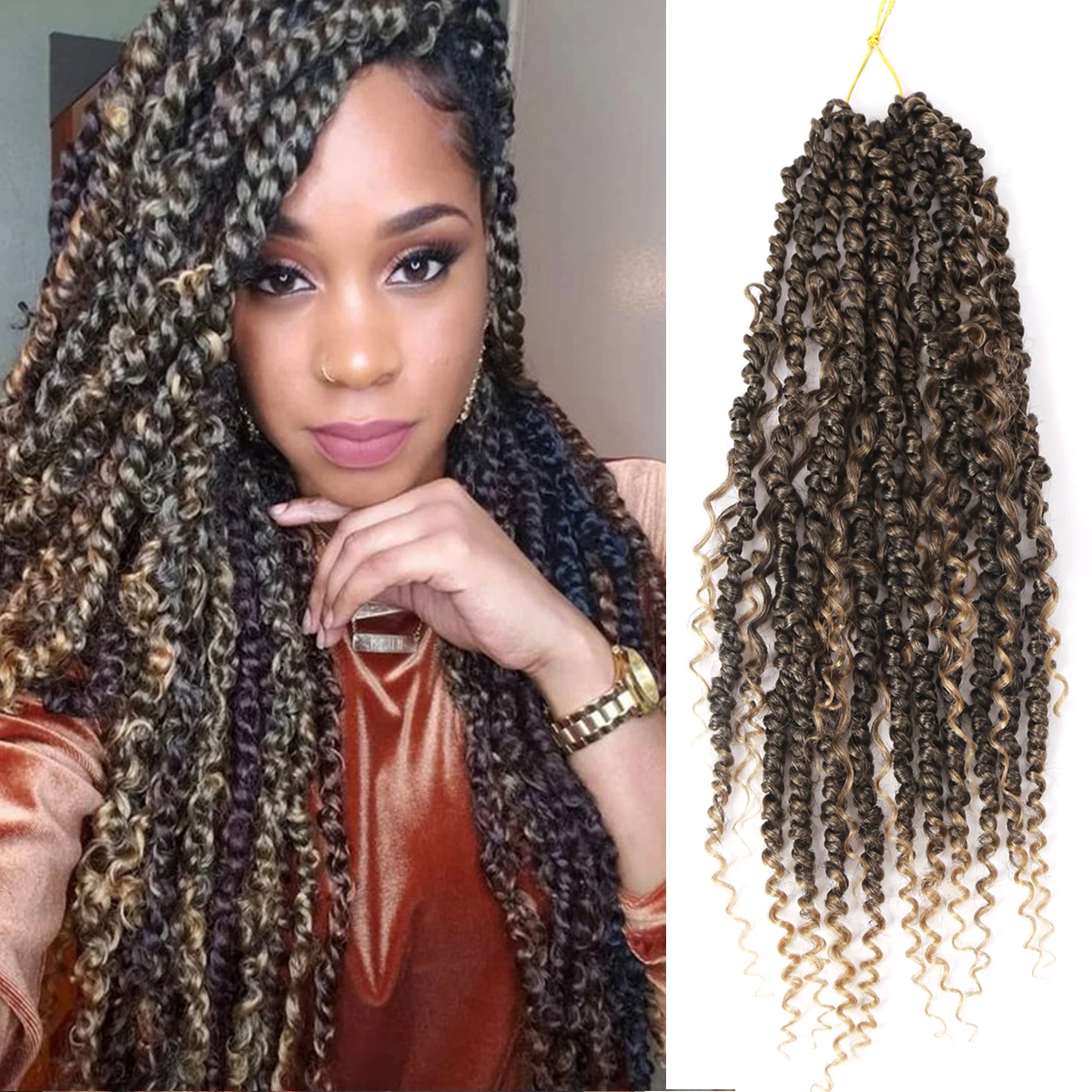 

Passion Twist Braids Crochet Hair Extensions Dread Locks Faux Locs Pre Looped Nest 18 Inch Pre-twisted Bohemian For Black Women