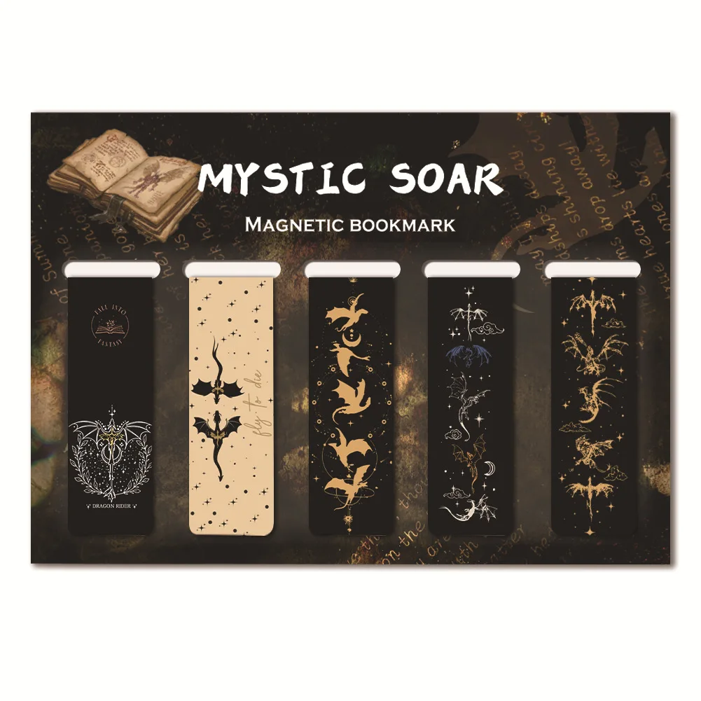 5 Marcadores Magnéticos de Dragón de Cuarta Ala, Imanes Suaves con Estética Inspirada en Iron Wing Academy, Regalos para Amantes de la Literatura de F