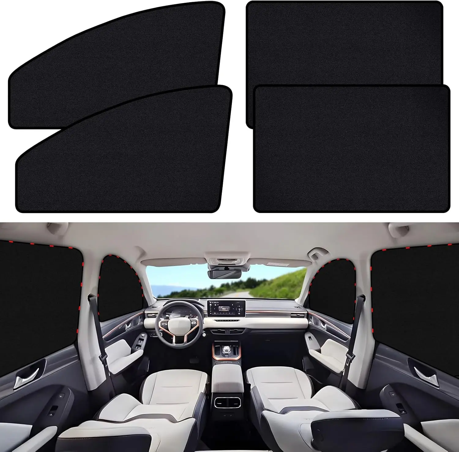 

Suede Car Window Shades 4PCS - Car Window Covers for Ultimate Privacy, UV Protection, and Heat Insulation, Sun Shade Perfect for