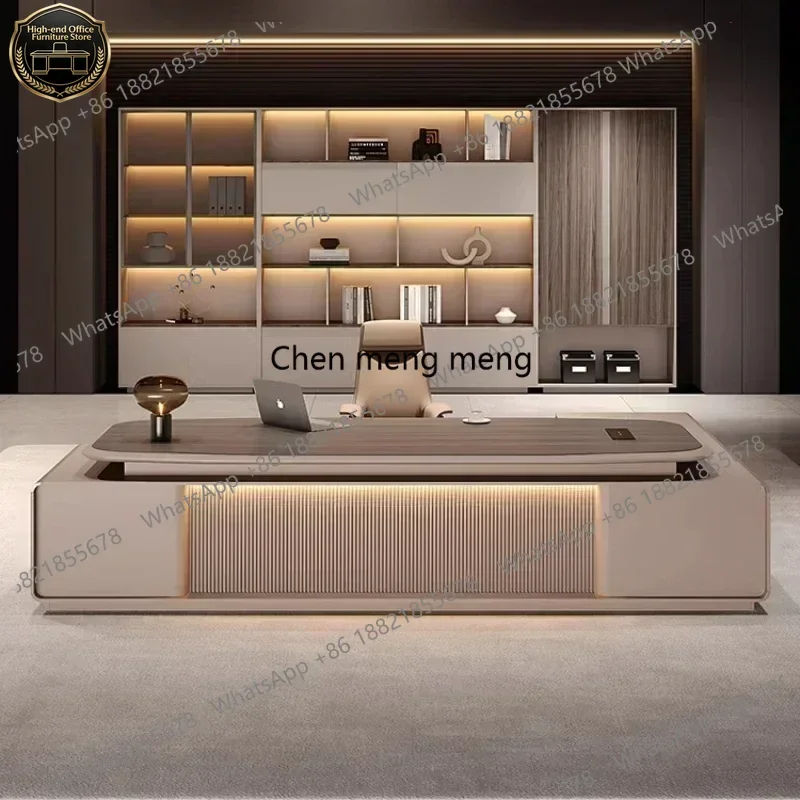 Hot sales Modern Luxury Light Supervisor Boss Manager Luxury Executive Office Desk With Lamp Storage Drawers Computer Desks Book