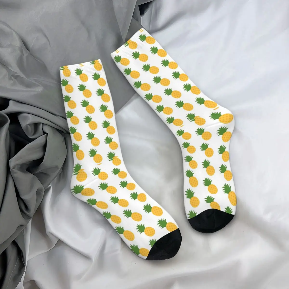 Calcetines de compresión divertidos para hombre, calcetín con estampado de fruta, piña, Harajuku, fruta, fiesta, feliz calidad, informal