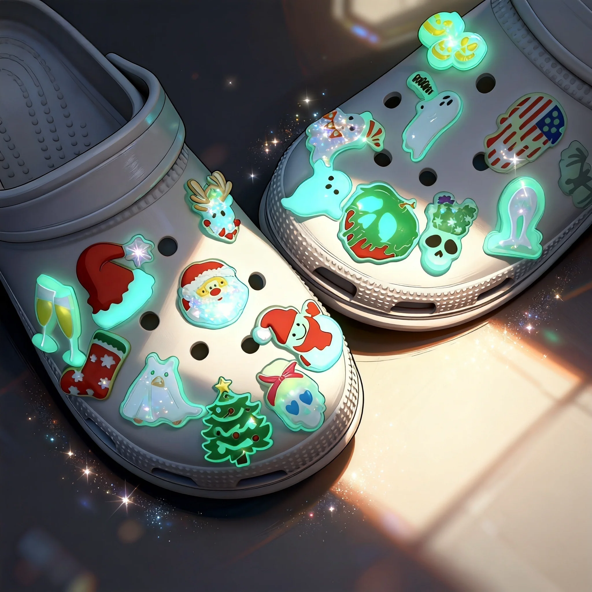 

Christmas 30pcs Fluorescence Shoe Charms For Sandals Charms Clogs Decorations Accessories Festival Decorate Gifts