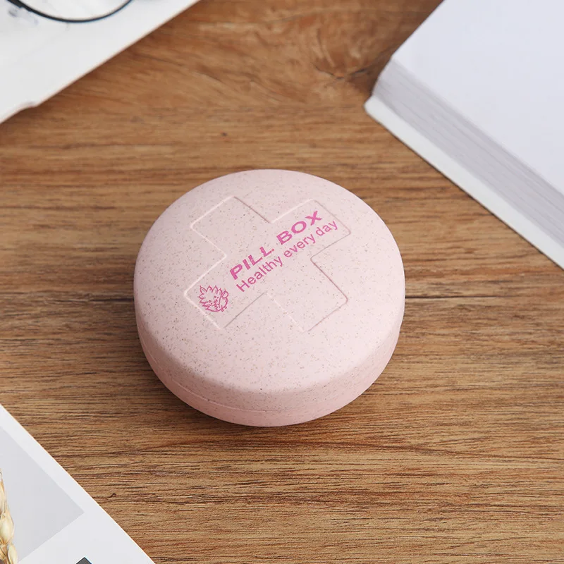 Circular Pill Box Portable 5 Grids Medicine Case Travel Home Pills Drugs Container Mini Fashionable Secret Stash