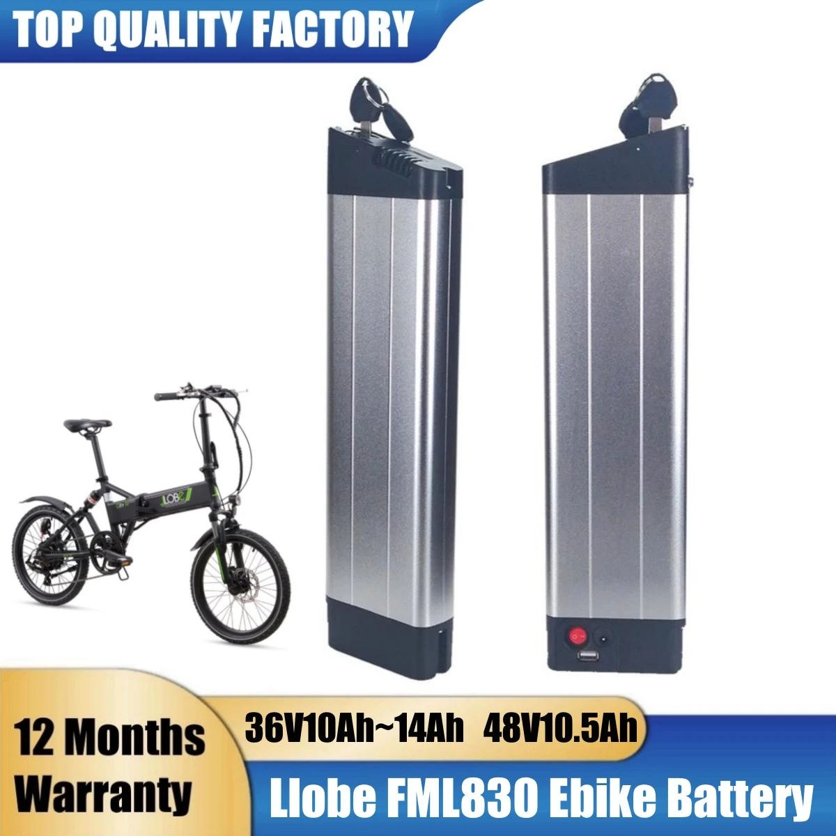 Folding Electric Bike Battery 36V 10.4ah 12.8ah 14ah 48V 10.5ah Ebike Battery for Flebi EVO 2 Electric Bicycle