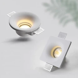 Wpuszczana lampa sufitowa typu Downlight z gipsu GU10 z wbudowanym antyodblaskowym reflektorem bez obramowania