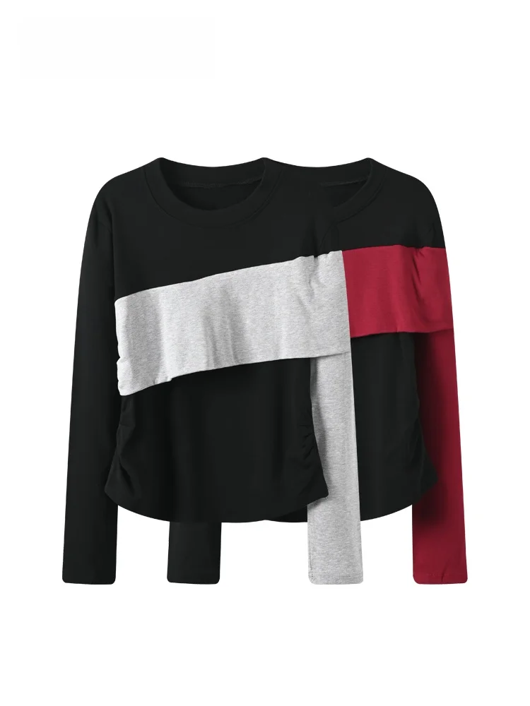 

plus Size Knitwear Long Sve round Ne Women's Autumn Winter New Sle Slimming Splicing Top for Plump Sister