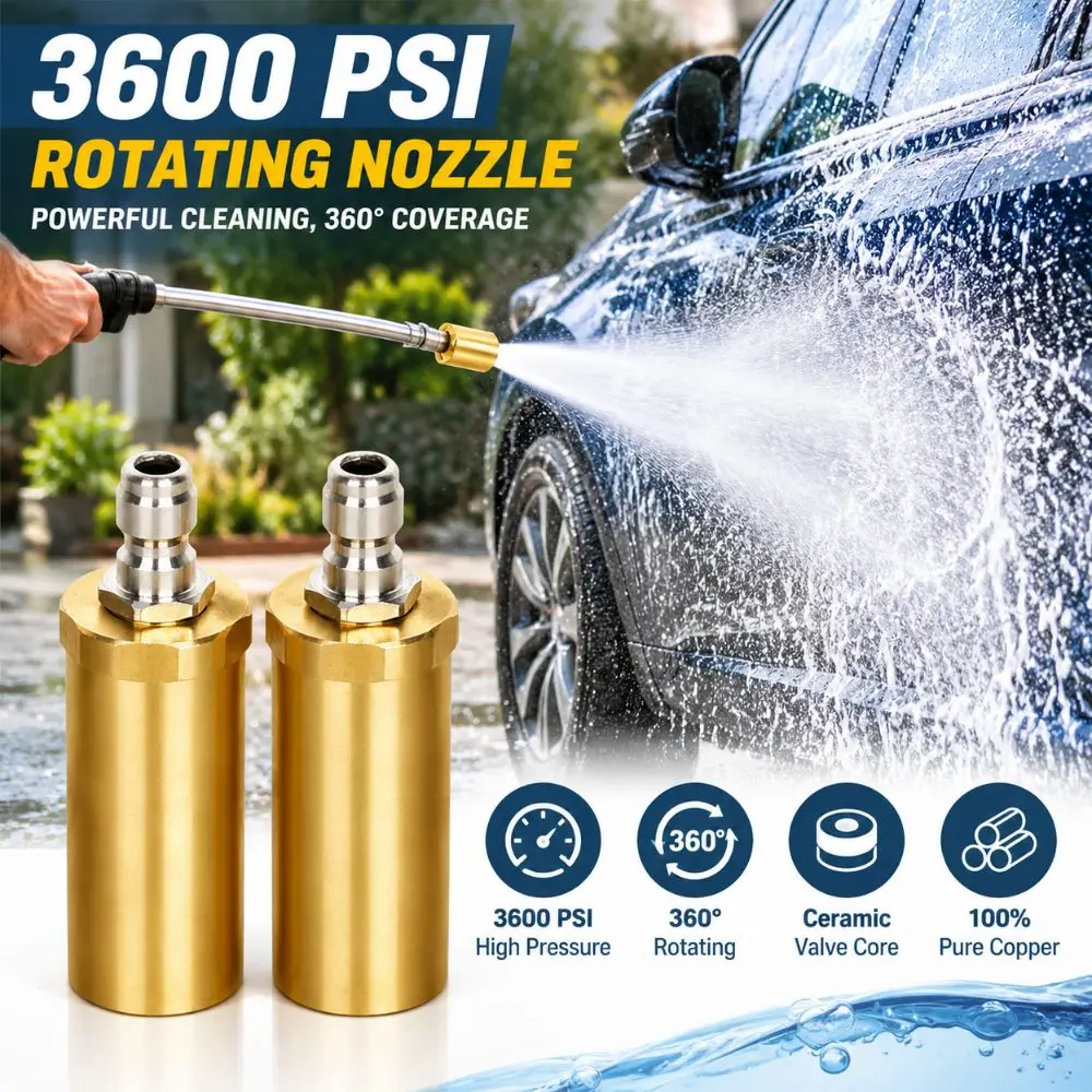 3600PSI Rotary Sprinkler Nozzle Brass Ceramic Core 1.2mm/2.0mm Orifice Car Washer Nozzle Durable Brass Sprinkler Nozzle
