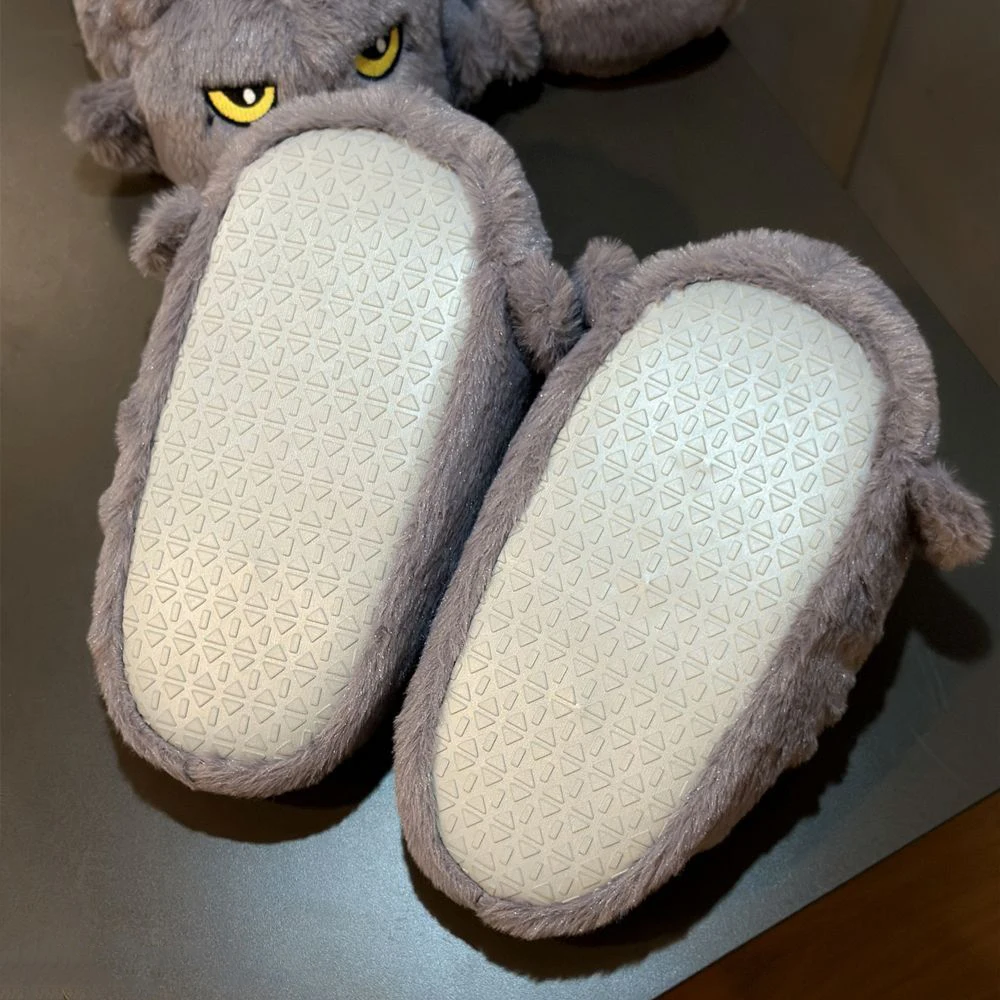 New angry kitten fuzzy slippers women\'s novelty floor shoes ladies winter cute cats slippers woman indoor warm home shoes 36-42