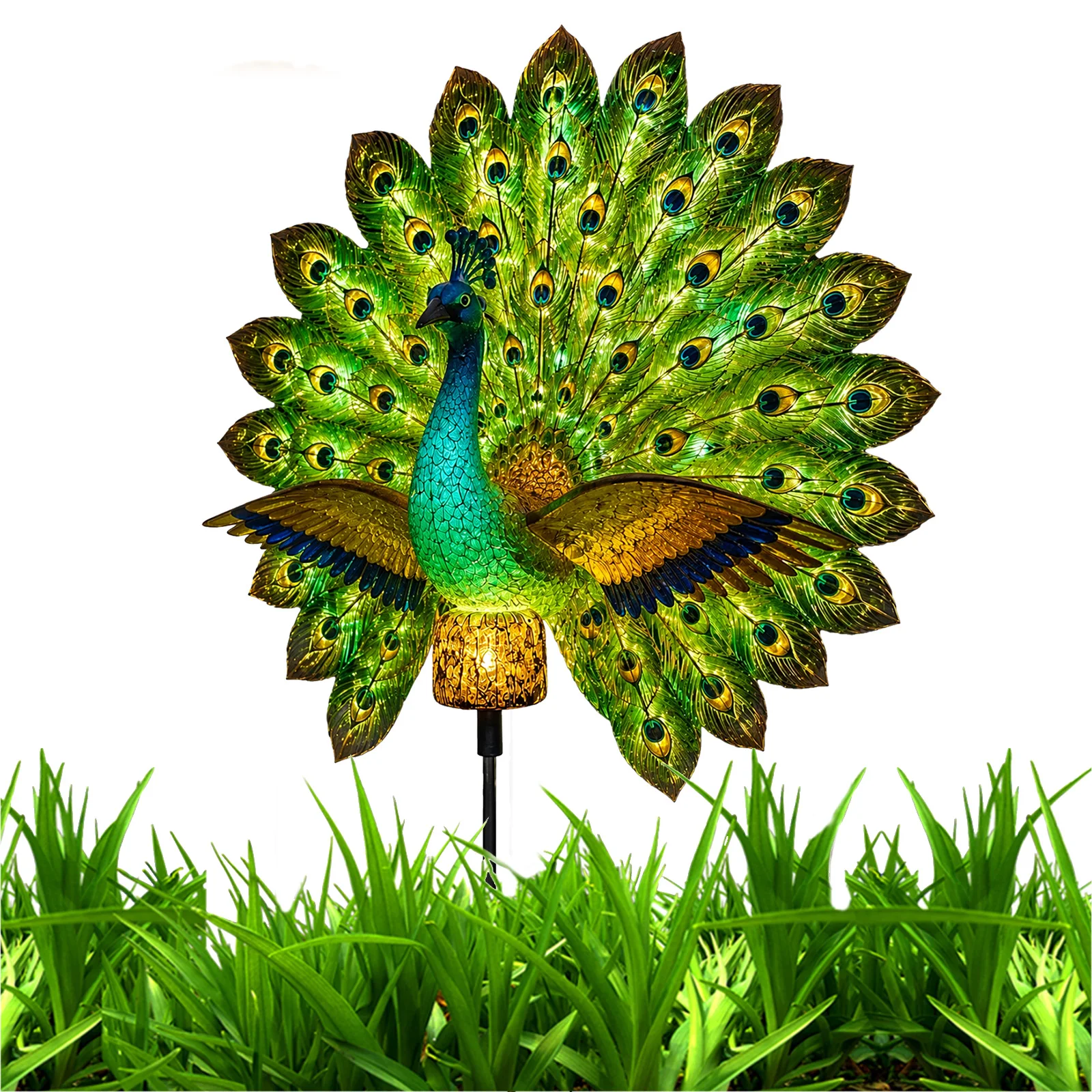Outdoor Yard Power Stake - Güneş Enerjili Tavus Kuşu Bahçe Lambası,