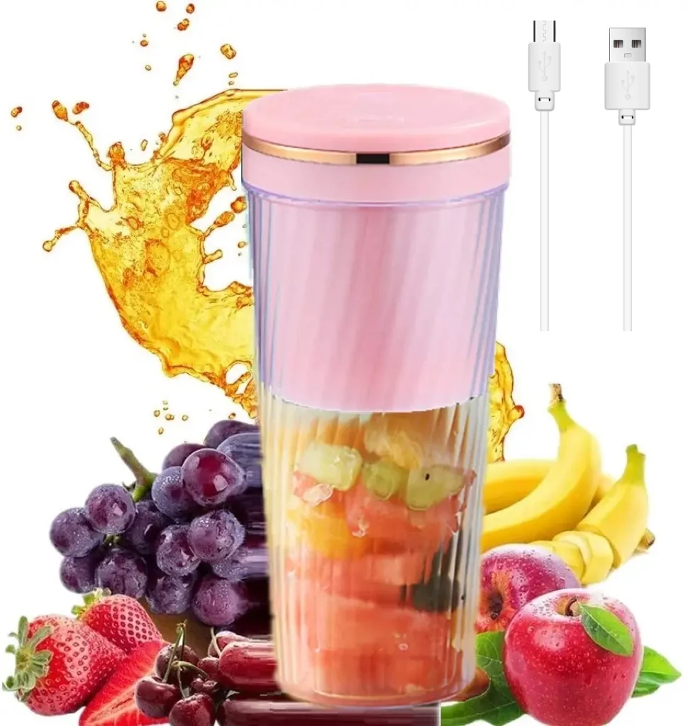 Tragbarer Milchshake- und Smoothie-Mixer mit 10 Klingen, leistungsstarker Saftkrug mit wiederaufladbarem USB für Zuhause, Büro, Sport, Outdoor.
