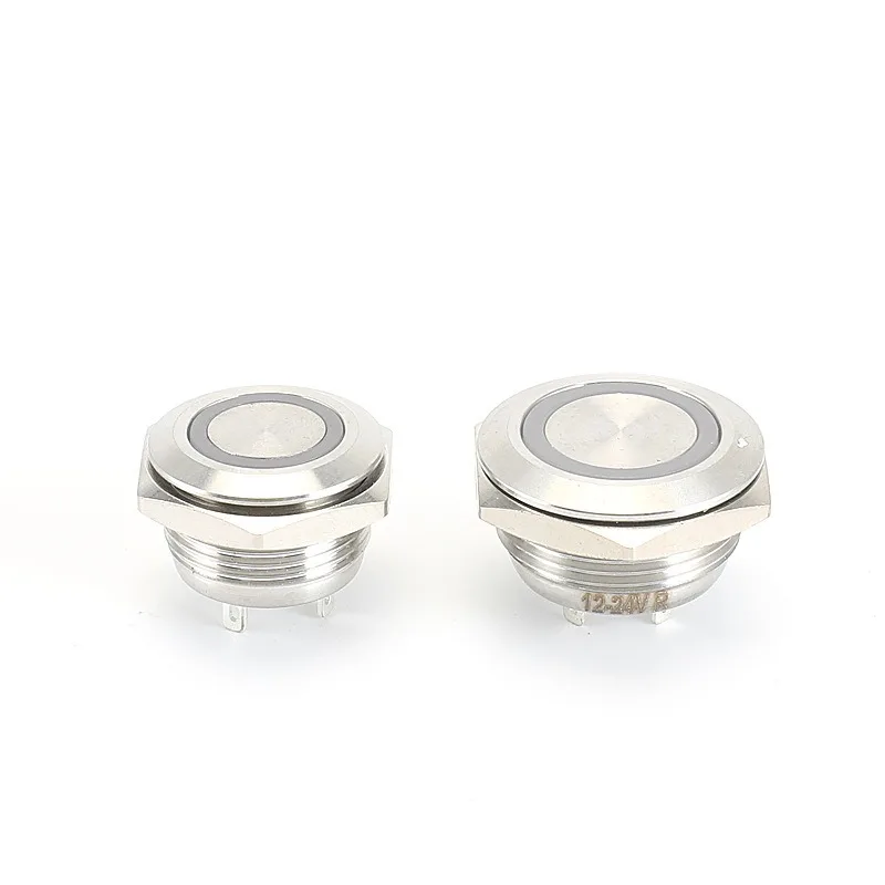 Mini Short Body Metal Push Button Switch, 12/16/19/22mm for Industrial Control Panels