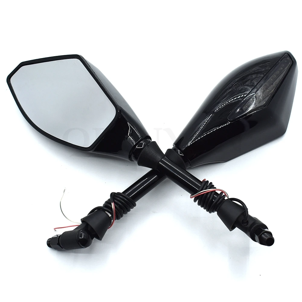 Motorcycle Rearview Mirrors Black With LED Turn Signal Integrated Mirrors For Yamaha FZ1 FAZER FZ6R FZ8 XJ6 FZ6 MT-07 09 FZ-09