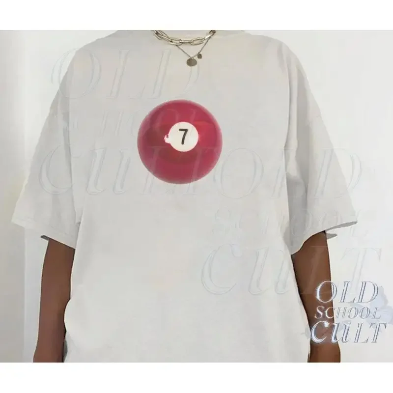 Vintage 7 Ball 90s Graphic T-Shirt, Retro Billard Oversized Shirt, Y2k Lucky Tee