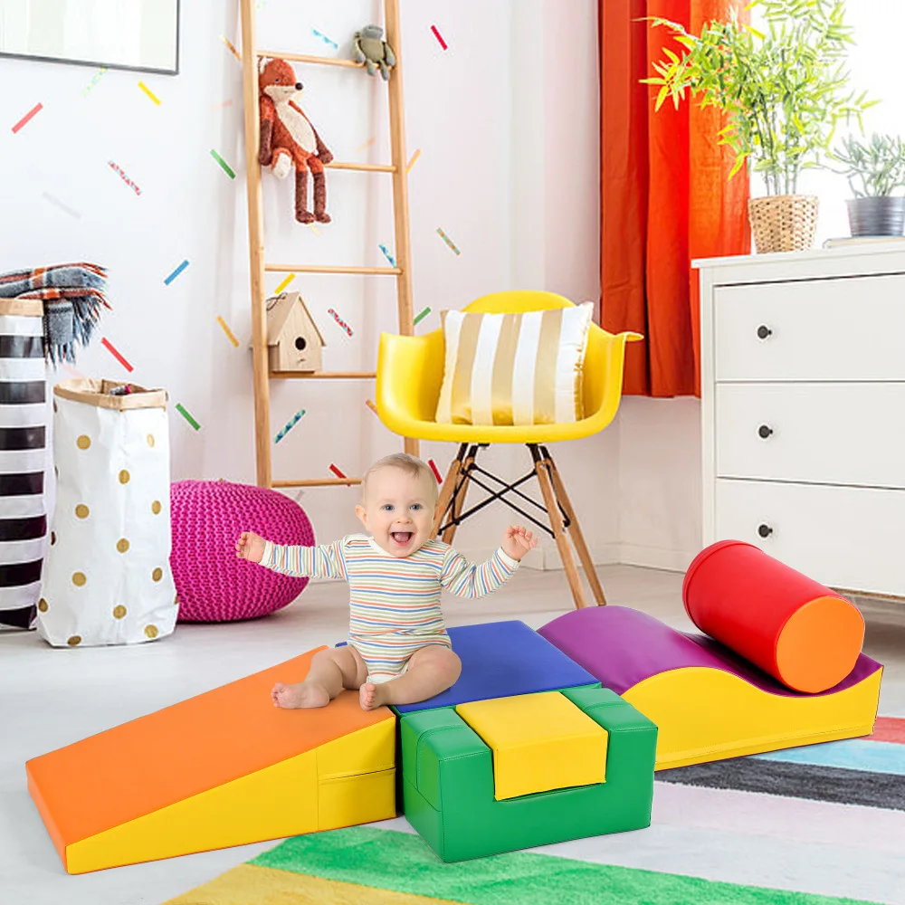 

Colorful Soft Climb and Crawl Foam Playset 6 in 1, Soft Play Equipment Climb and Crawl Playground for Kids,Kids Crawling