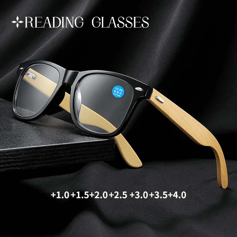 

Fashion Reading Glasses Trend Multi Focus Anti Blue Light Men's and Women's Wooden Leg Computer Far Myopia Presbyopia Glasses