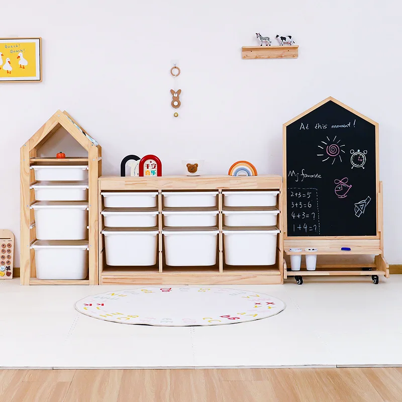 

Children's Wood Furniture Set Kids Room Trunk & Toy Storage Cabinet Bookcase & Wardrobe for Recameras Girls