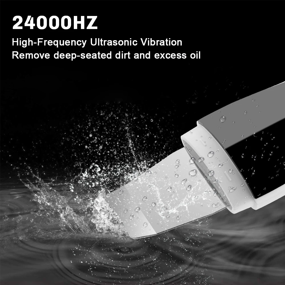 Ultrasonic Cleaning Machine Face Skin Spatula Scrubber Ionic Cleaner Facial Exfoliator Scraper Blue Red Light Blackhead Remover