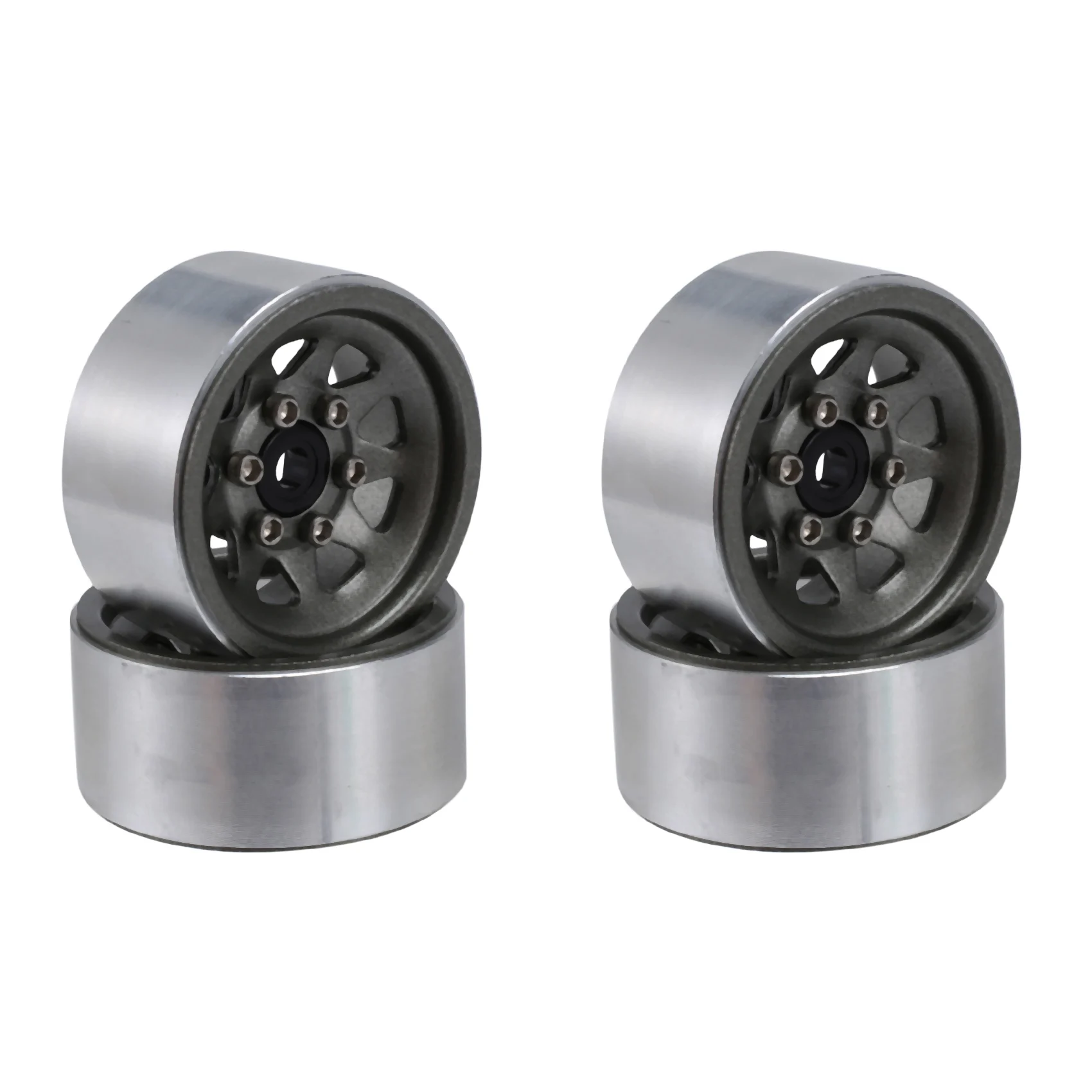 Steel 1.0 Beadlock Wheel Rim Wheel Hub for 1/24 RC Crawler Car Axial SCX24 Deadbolt C10 Jeep Gladiator Bronco,Titanium