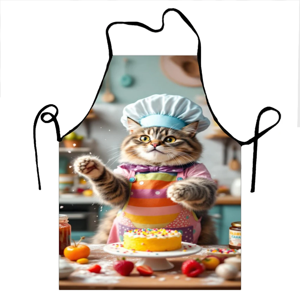 1pc Oxford Tuch Schürze Kuchen Katze Und Hund Gedruckt Schürze Cartoon Stil Taille Schürze 50X75cm68X95cm