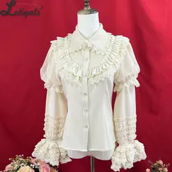 Sweet Lolita Shirt Detachable Long Sleeve Ruffled Lace Women's Blouse ~ Season Greeting