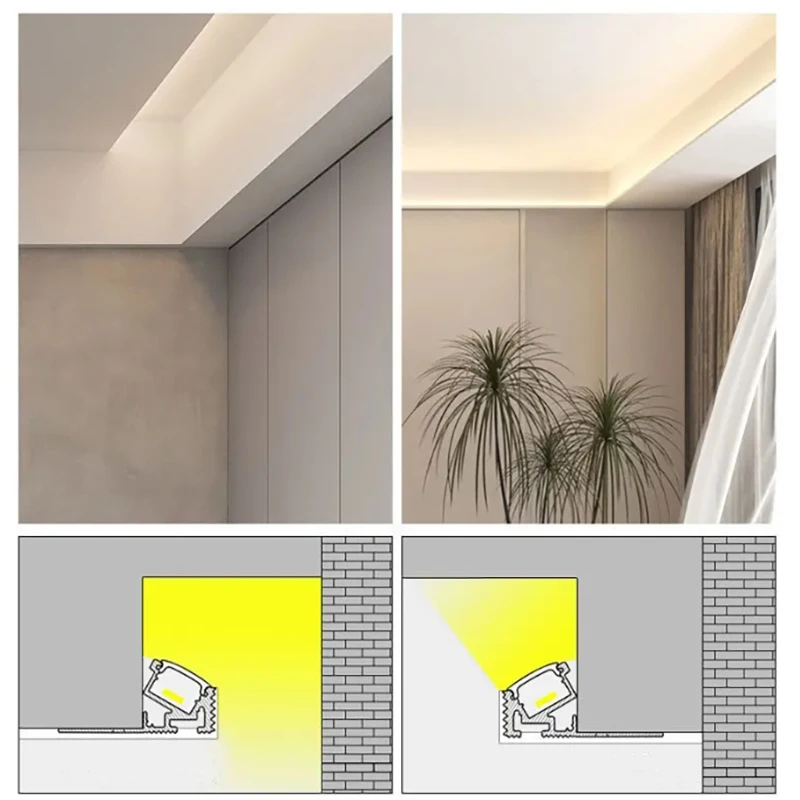 Drywall Ceiling Aluminum Profile Recessed Gypsum Plaster Led Channel Linear Lights