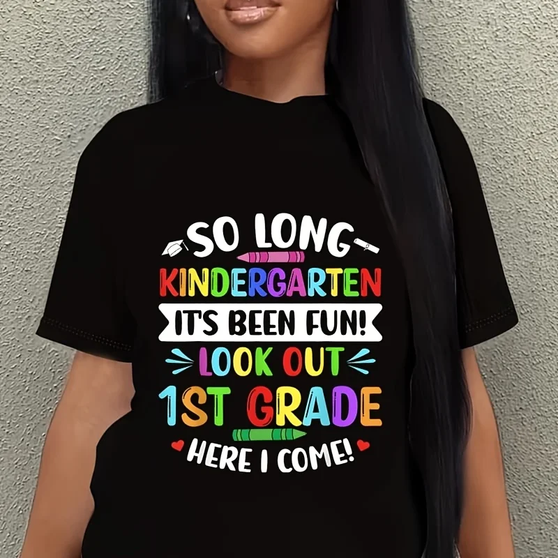 So Long Kindergarten Happy Last Day of School Grad 2025 Women's Plus Size T-Shirt 100% Cotton 220g