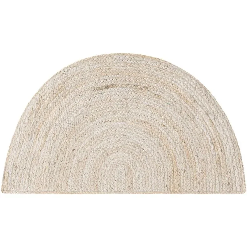 

Off White Door Mat Natural Jute Rug Half Moon Shape Braided Modern Area Rug