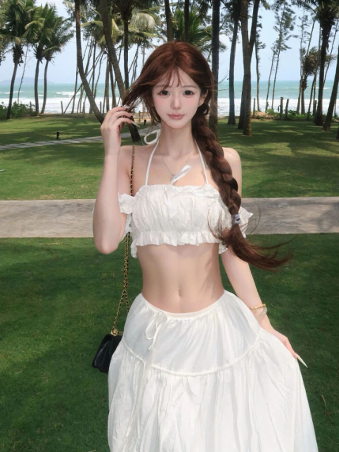 

Gentle Wind Unique One Shoulder Top Half Skirt Two Piece Set Anti Aging Whole Set Summer 2026 Casual Comfortable Cotton Blend