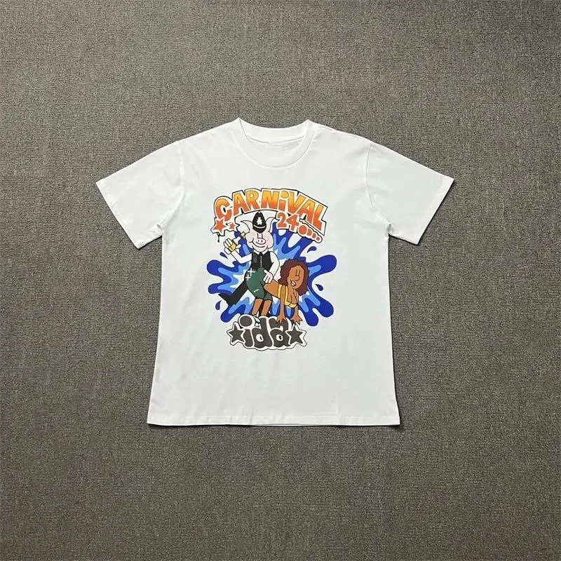 

New Summer American Trendy Brand Fun Printing Short-sleeved Summer Pure Cotton Loose Men and Women Couple Crew Neck T-shirt