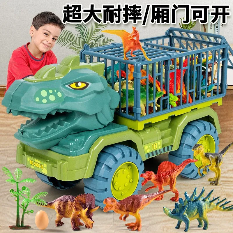 Extra Large Dinosaur Transporter Children\'s Toy Set Boy Tyrannosaurus Rex Car Solid Dinosaur Resistant to Falling