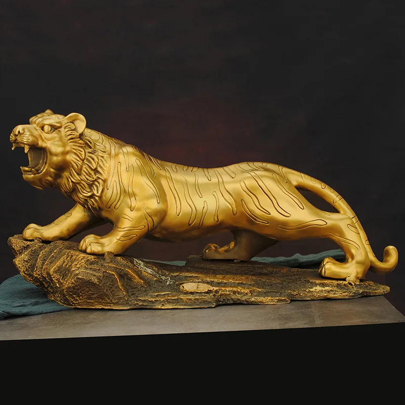 Pure Copper Tiger Decoration Dafu Tiger Chinese Zodiac Tiger Fortune Tiger Ingot Tiger Living Room Animal Decoration Company Ope