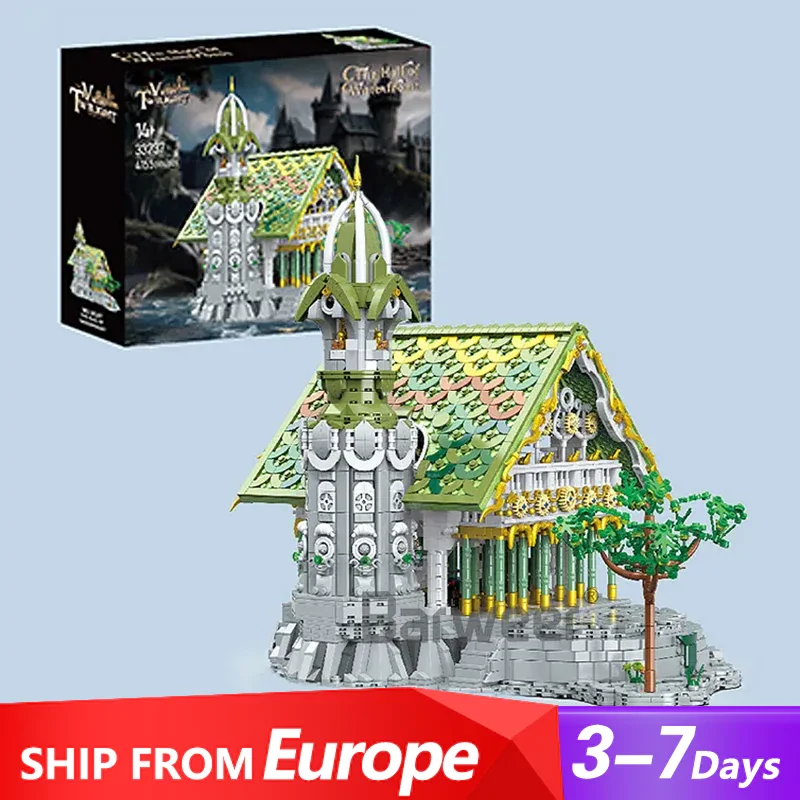 

4155PCS MOC Movie Rings The Hall of Waterfront Building Blocks City of Elven Modular Buildings Model DIY Toys Children Kids Gift