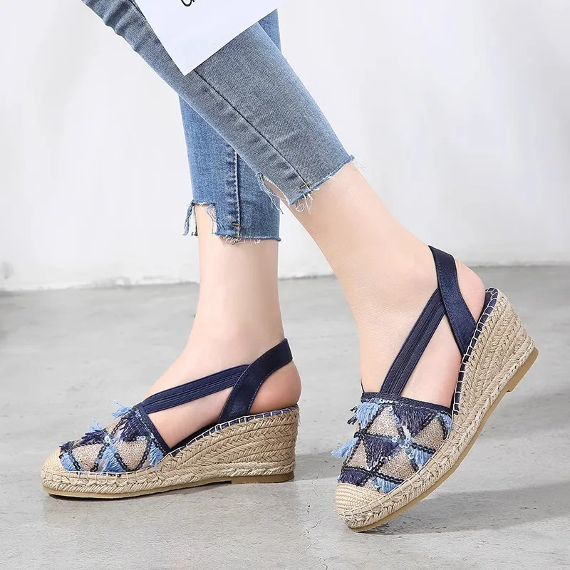 New Platform Espadrille Sandals For Women Chaussure De Luxe Pour Femme Sandalias Con Cuña Mujeres Verano 2024