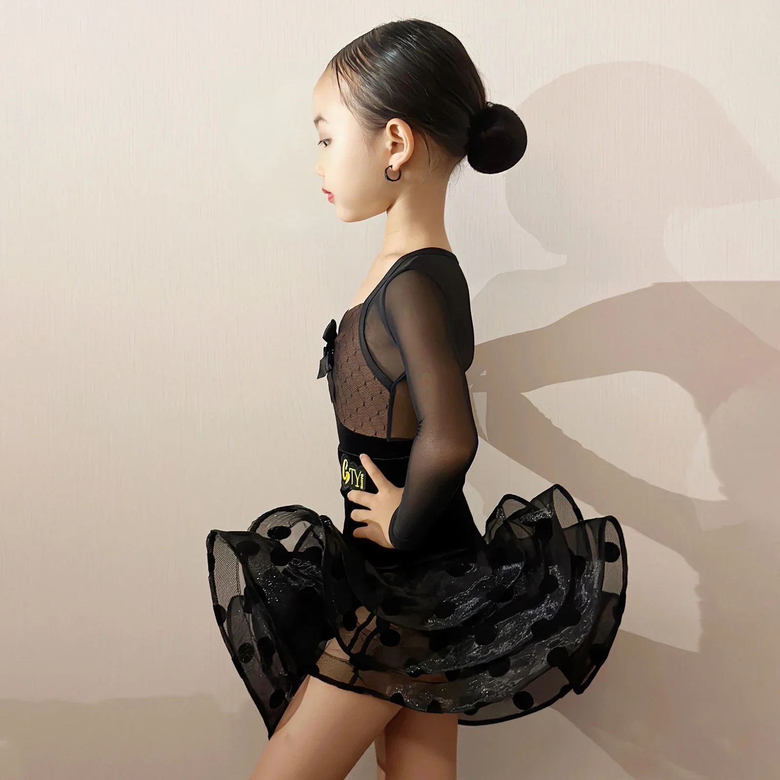 Samba Tango Dance Clothes Girls Salsa Latin Dance Dress Girls Competition Ballroom Dress Standard Child Latin Practice Dress