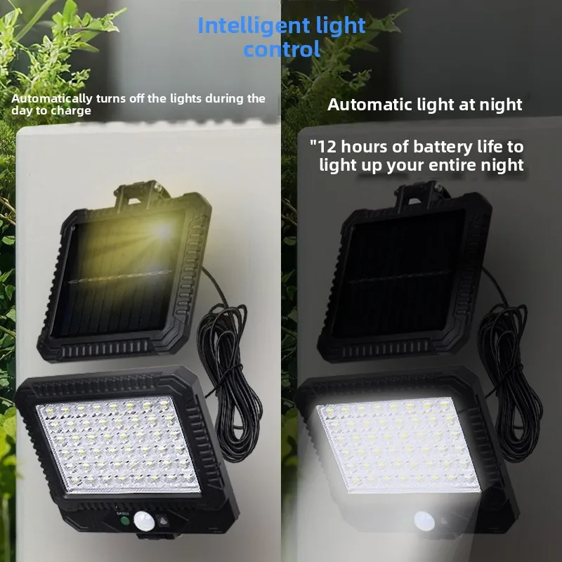 

ВодонепроницаемыйLEDПрожектор Ландшафтный садовый светильник Датчик человеческого тела Управление освещением Солнечный разделенный уличный настенный светильник