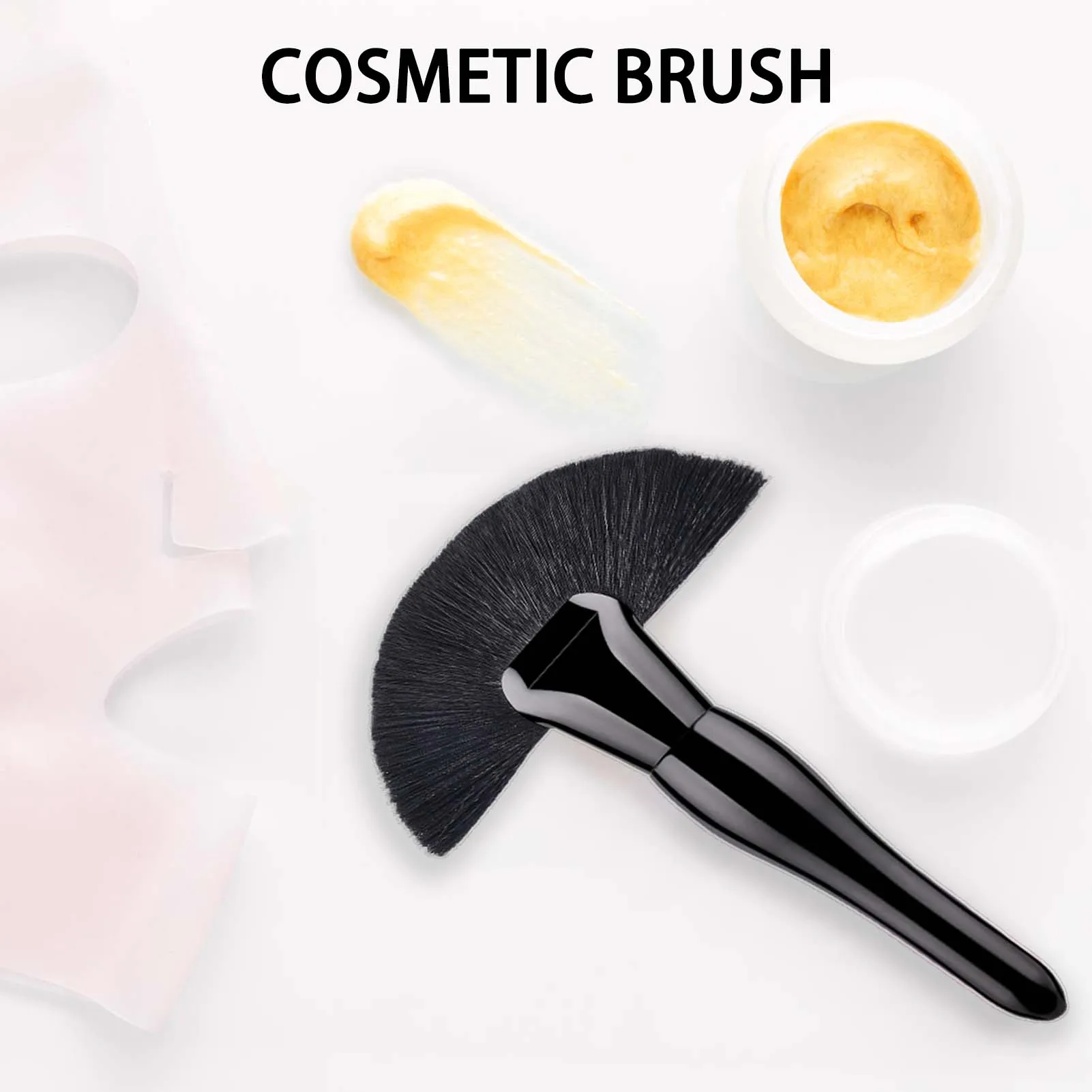 Large Fan-Shaped Brush With White Silver/Black Multifunction Facial Cosmetic Tools Cosmetic Supplies