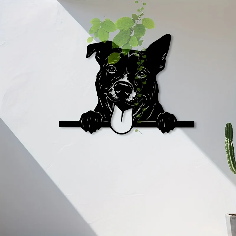 Pit Bull Metal Wall Art Iron Dog Sculpture Ranch Western Room Hanging Mural Pet Lover Gift Animal Decor