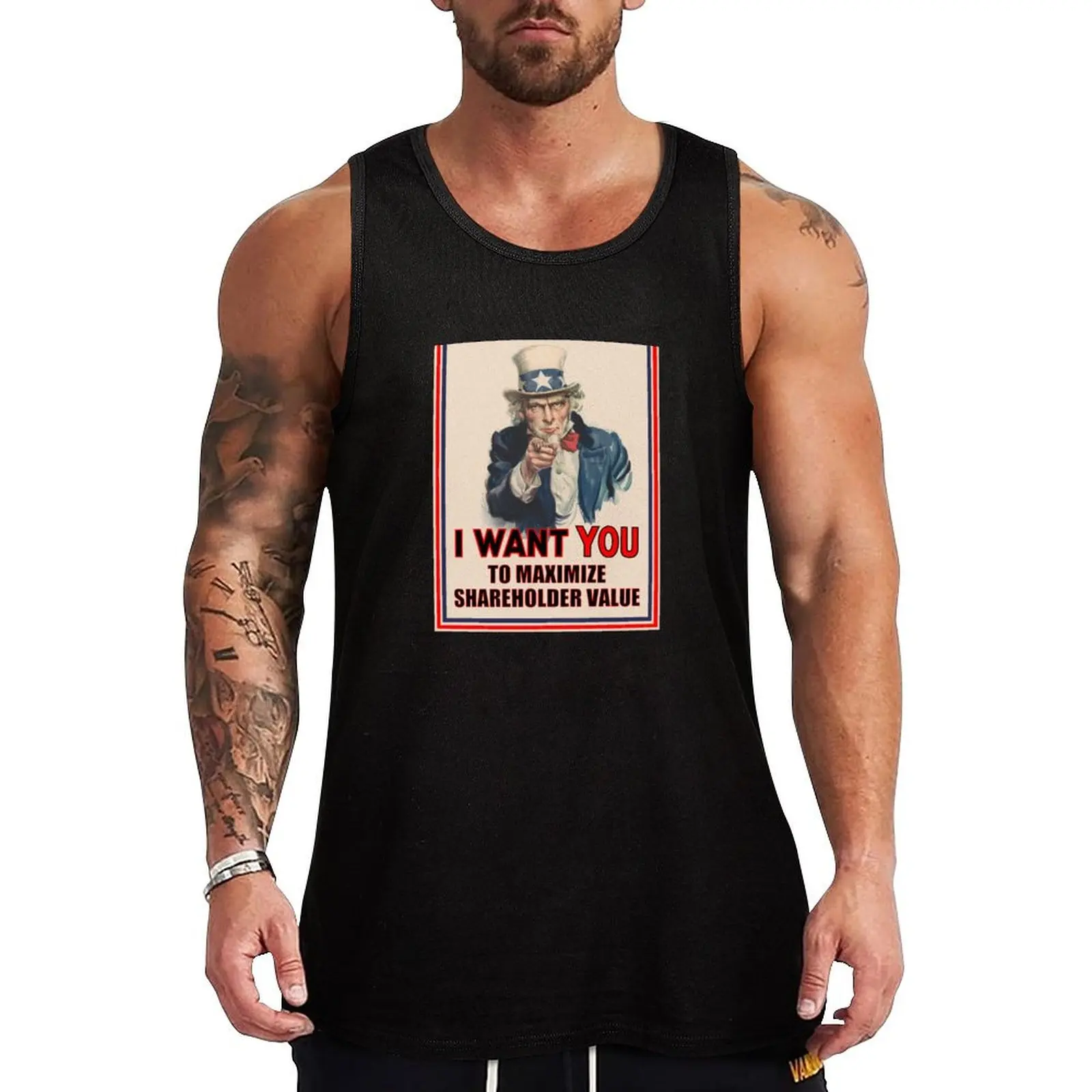 Uncle Sam: I Want You to Maximize Shareholder Value Tank Top t-shirts for men Men's clothing brands