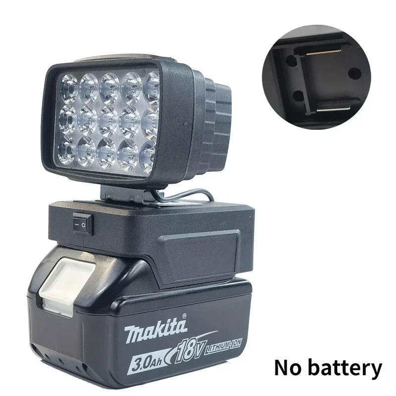 LED Work Light for Makita 14.4V 18V Li-ion Battery Cordless Emergency Flood Lamp Camping Flashlight Compatible Switch