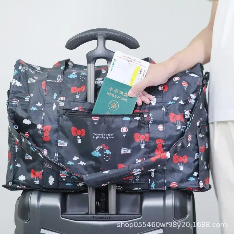 حقيبة سفر هالو كيتي سانريوس كارتون جيرل مقاومة للماء وقابلة للطي للتخزين وحقائب محمولة متعددة الوظائف للنساء بسعة كبيرة