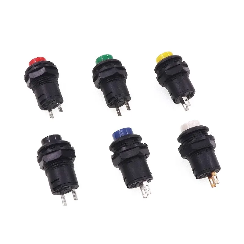 2 Stück selbstsichernder Knopfschalter mit Schloss DS-428/DS-427 selbstrückstellender Knopfschalter ohne Schloss 12 mm