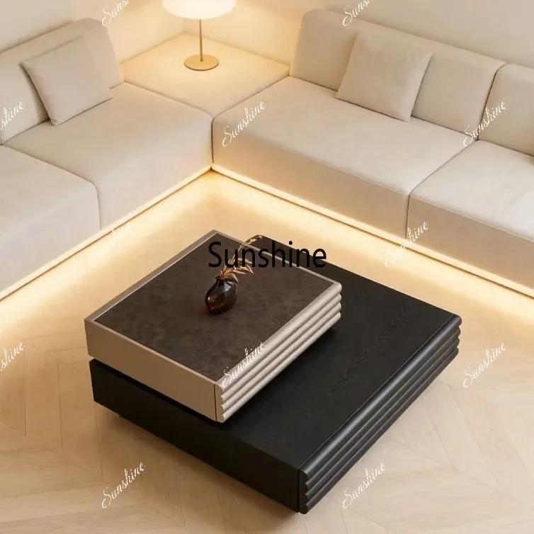 

Italian minimalist light luxury stacked rotatable coffee table creative geometry