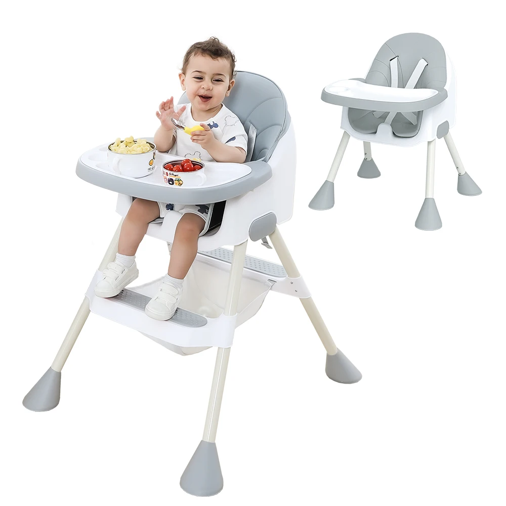 UBRAVOO Baby High Chair 6 Months Plus, 2-in-1  with Footrest, Detachable Double Tray, Easy to Clean Feeding