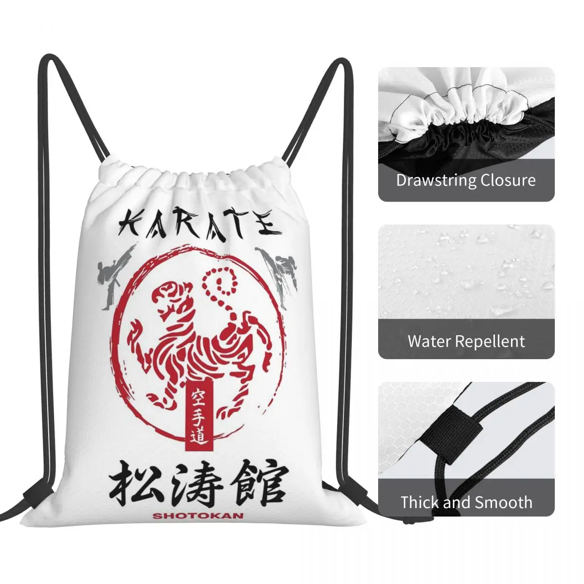 Karate Backpacks Casual Portable Drawstring Bags Sundries Bag Book Bags For Man Woman Students
