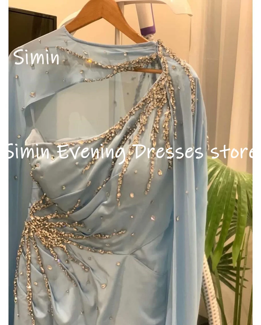 Simin Satin Mermaid One-shoulder Sequins Ruffle Formal Prom Gown Floor-length Evening Elegant Party dresses for women 2023