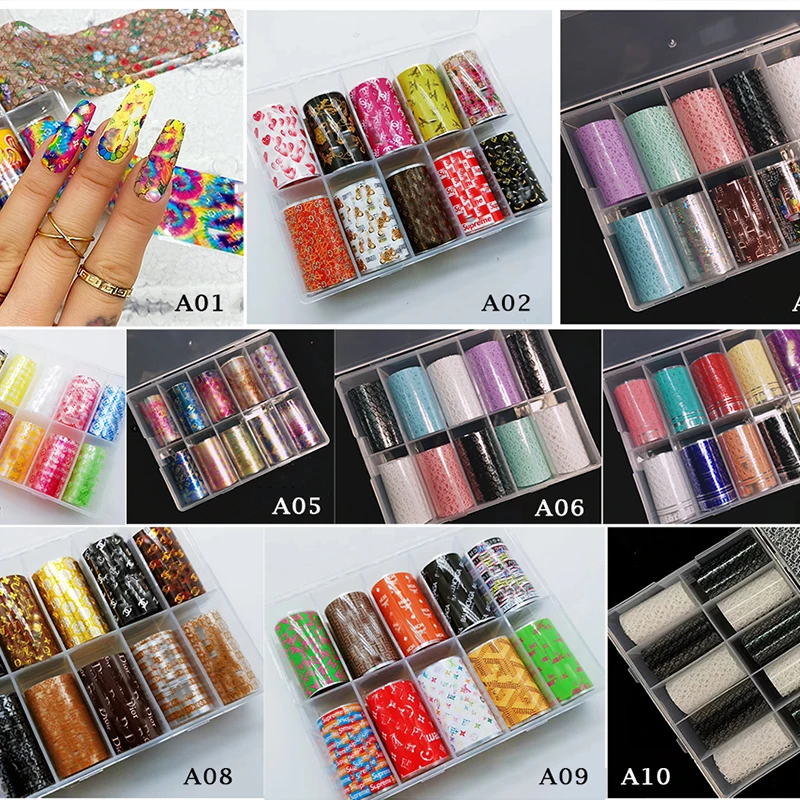 Butterfly Pink Cat Nail Art Foils Holographic Luxury Designer Brand Logo Transfer Stickers Wraps Tips  Manicure Decoration